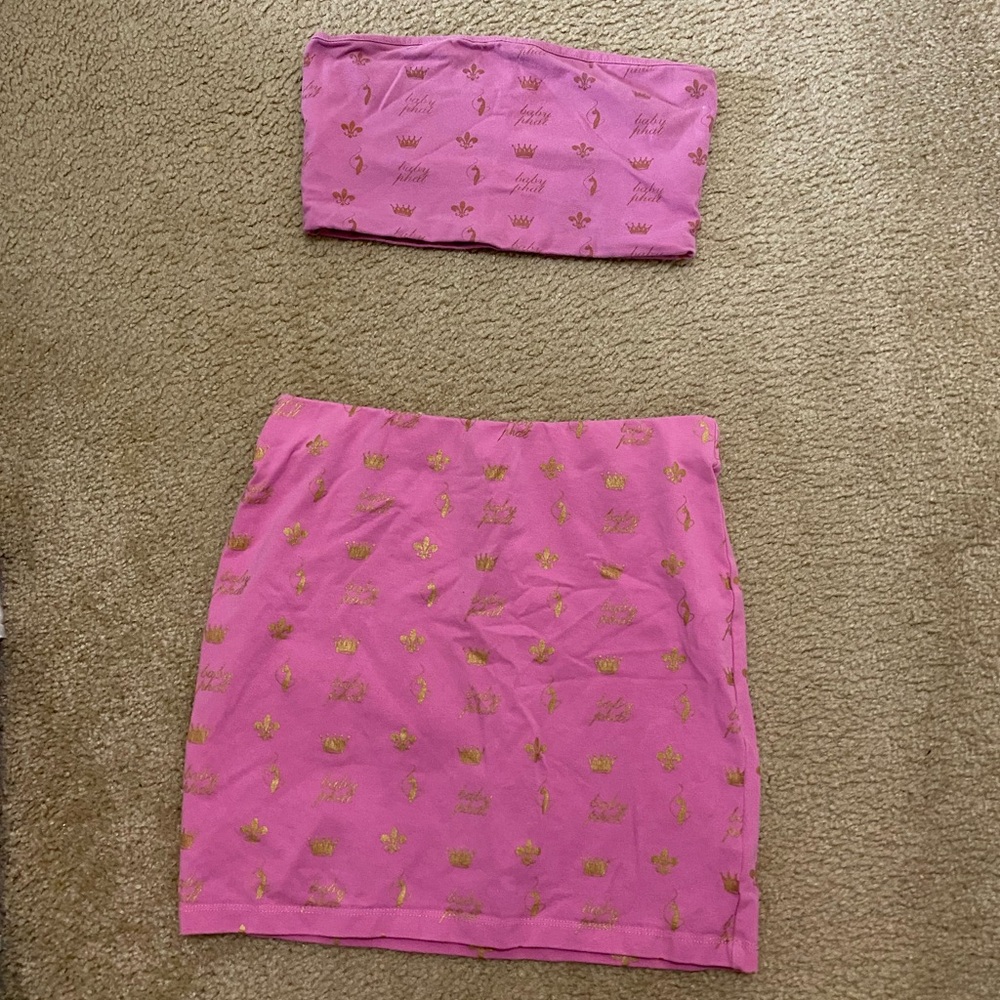 Baby phat skirt and tube top set size medium